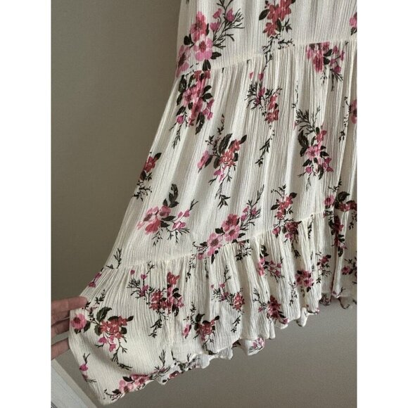 AMERICAN EAGLE Floral Milkmaid Babydoll Mini Dress Small Tiered Cottage Prairie - Picture 5 of 11
